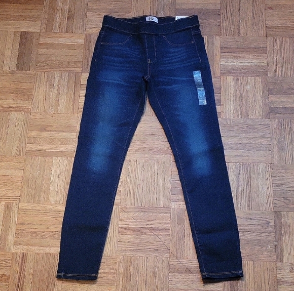 SO Dark Blue Mid Rise Pull-on Jeggings SIZE 14 - Picture 1 of 6